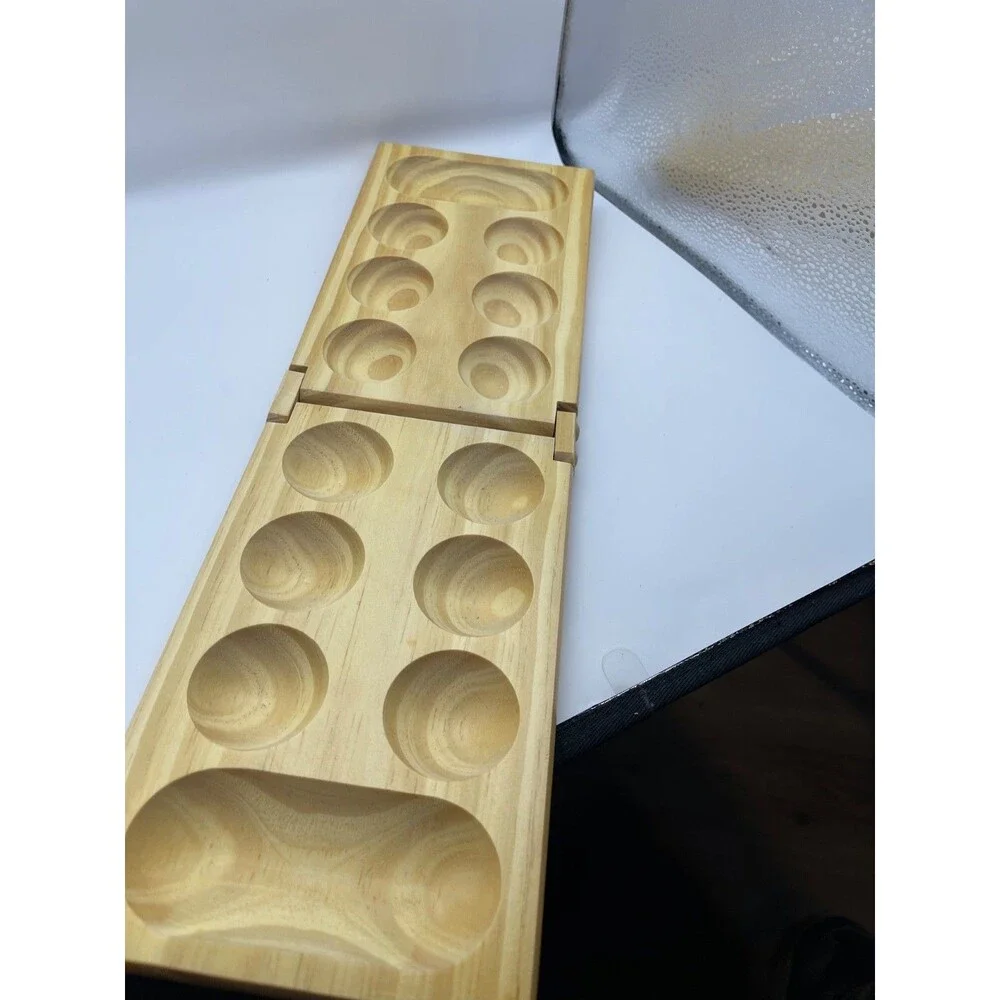 Wooden Mancala Board Game Folding Solid Wood Kalah Board Only